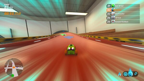 Der Screenshot zeigt Hot Wheels Unleashed in einer Szene auf der Strecke, in der der Turbo aktiv ist.