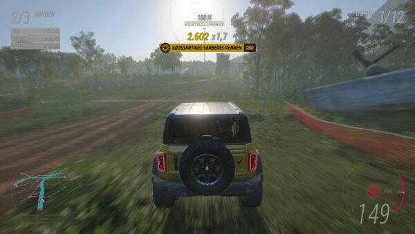 Außenansicht des Fahrzeugs in Forza Horizon 5 bei einem Sprung. 