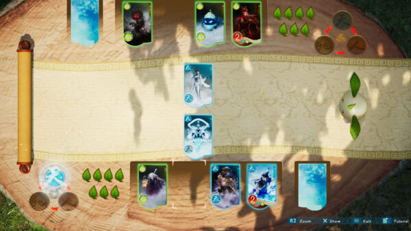 Screenshot aus einem Kartenspiel, das Spielbrett wird dargestellt.